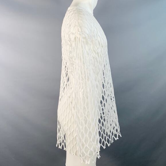DRIES VAN NOTEN Size XS White Fishnet Mesh Polyester Long Sleeve Pullover - Picture 3 of 6